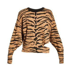 PINKO Ninfeo Zebra-Print Long-Sleeve Cutout Top